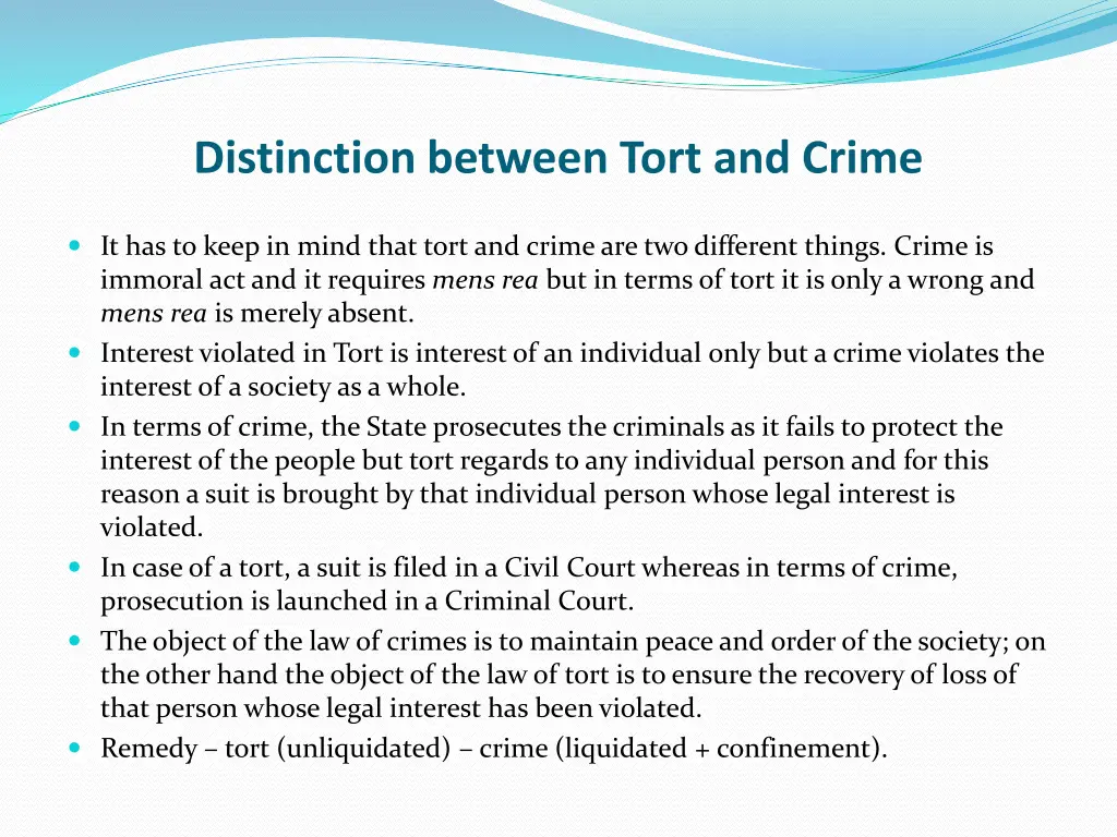 distinction between tort and crime