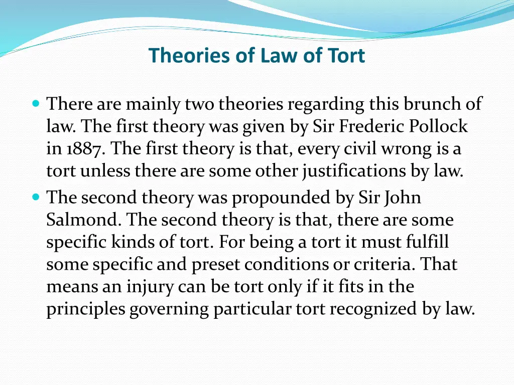 theories of law of tort