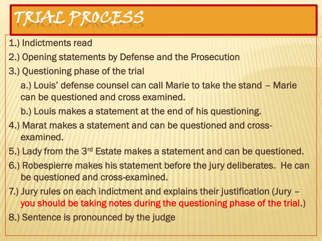 trial process 1 indictments read 1 indictments