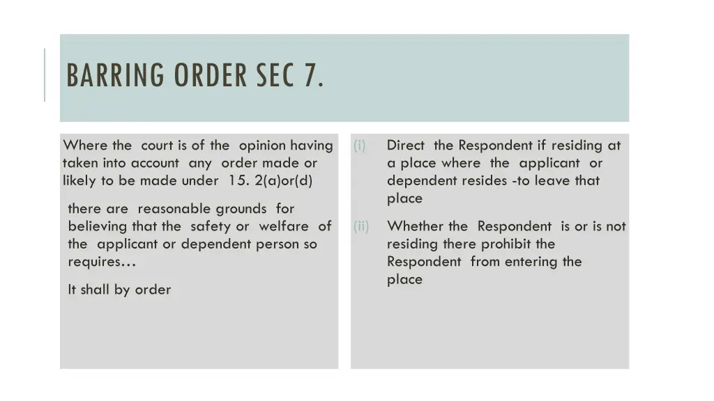 barring order sec 7