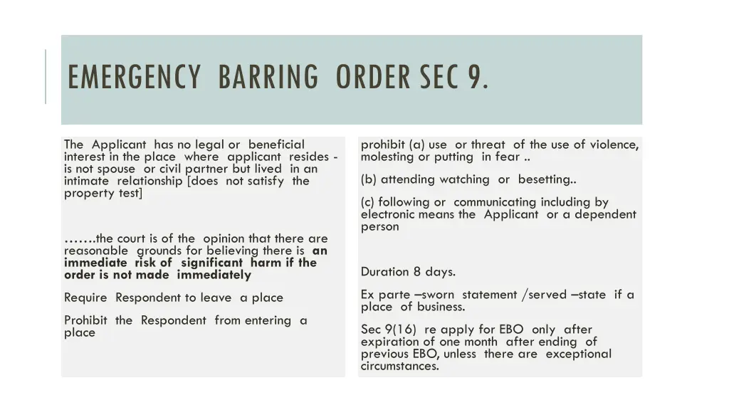 emergency barring order sec 9