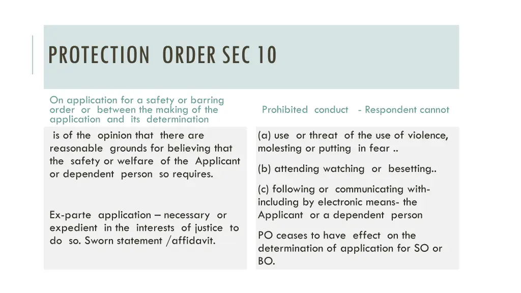 protection order sec 10