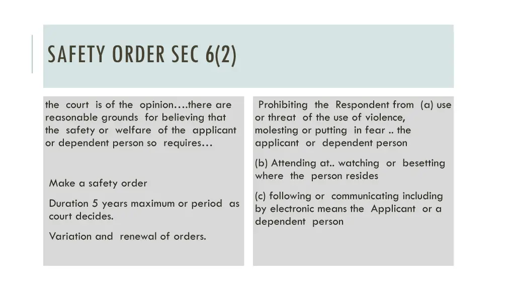 safety order sec 6 2