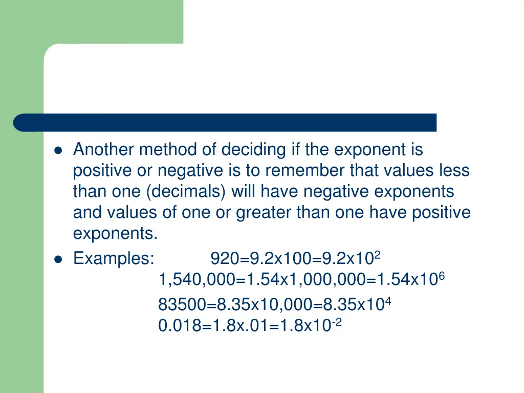 another method of deciding if the exponent