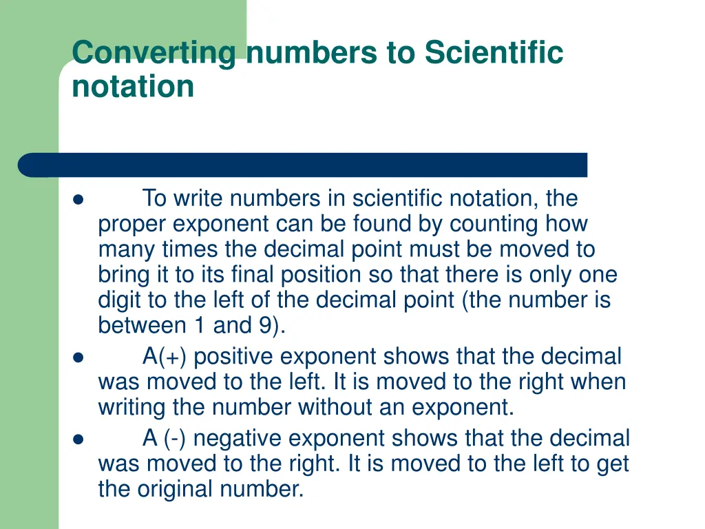 converting numbers to scientific notation