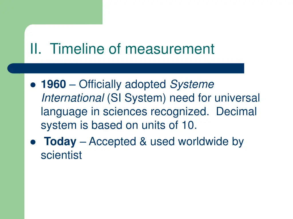 ii timeline of measurement 1