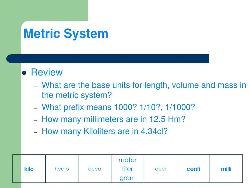 metric system 5