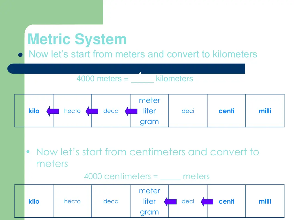 metric system now let s start from meters