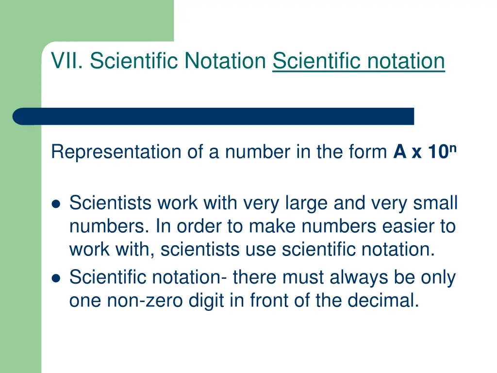 vii scientific notation scientific notation