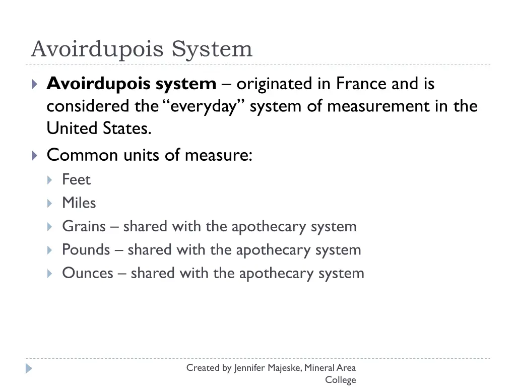 avoirdupois system