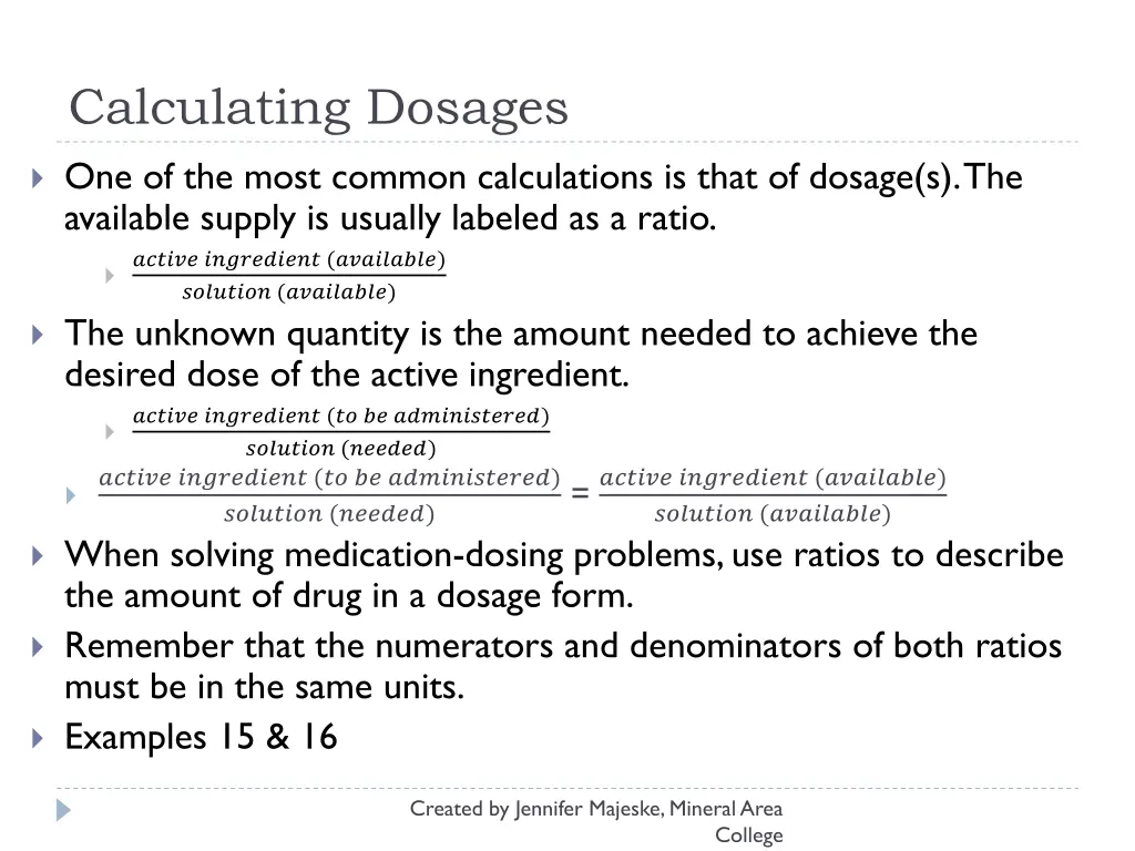 calculating dosages