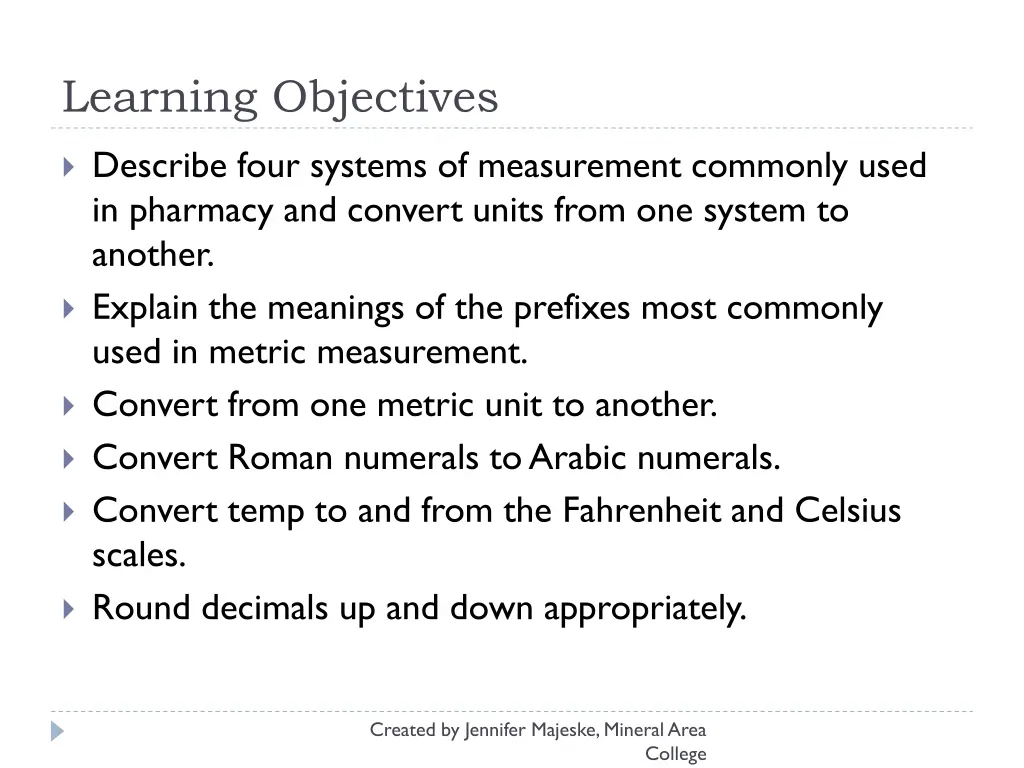 learning objectives