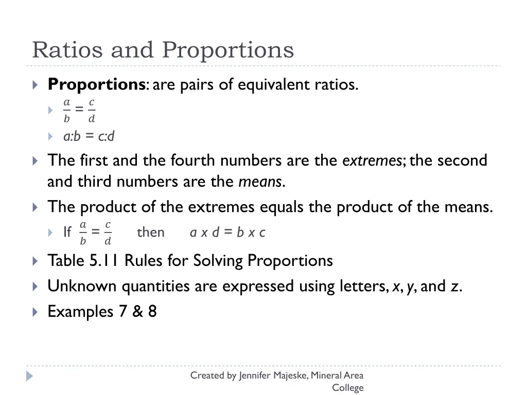 ratios and proportions 1