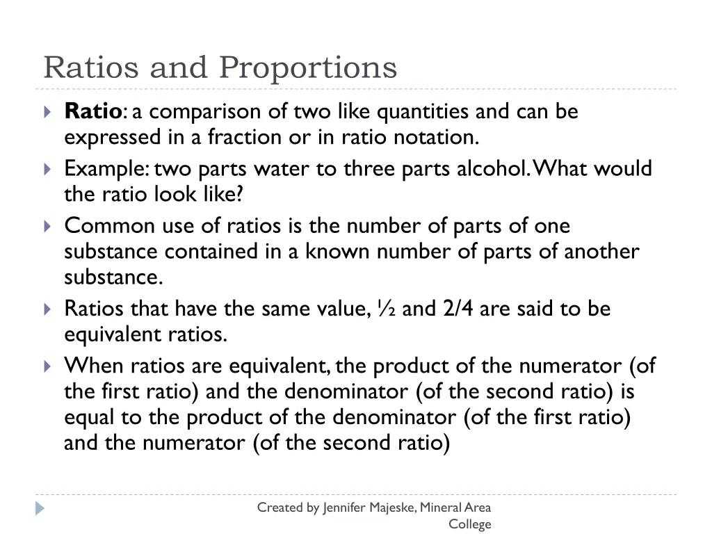 ratios and proportions