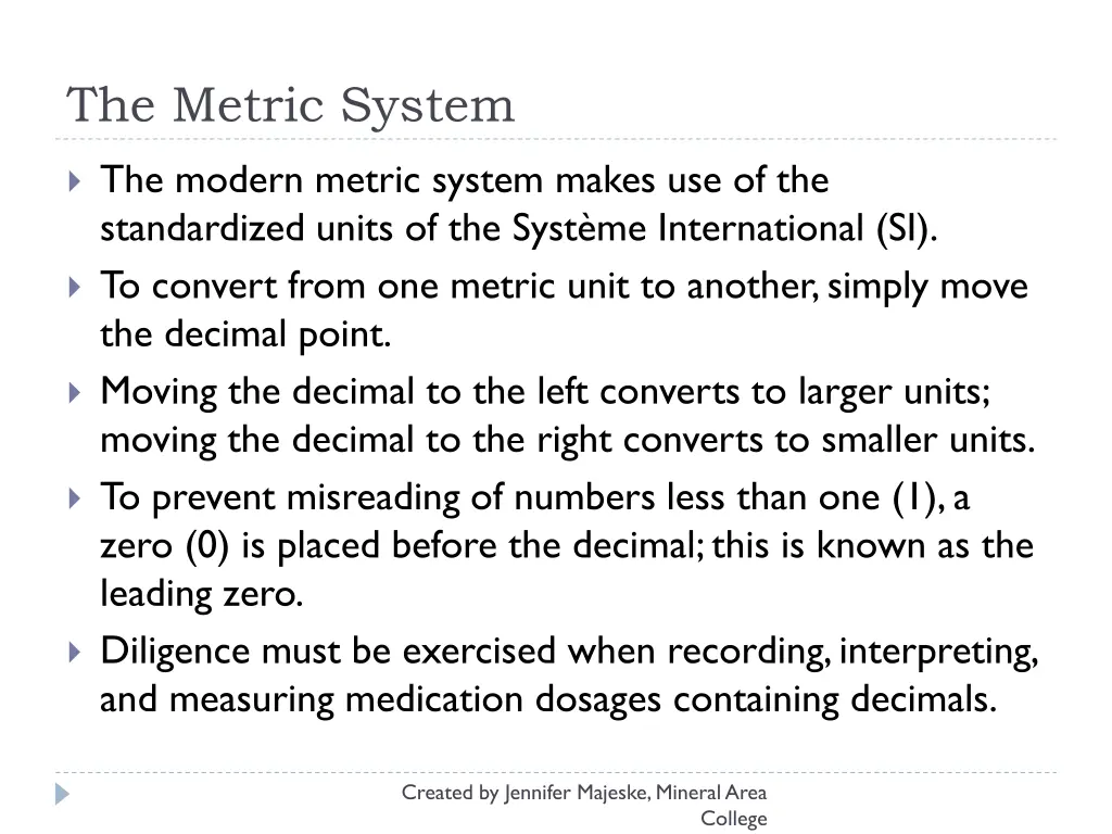 the metric system 1