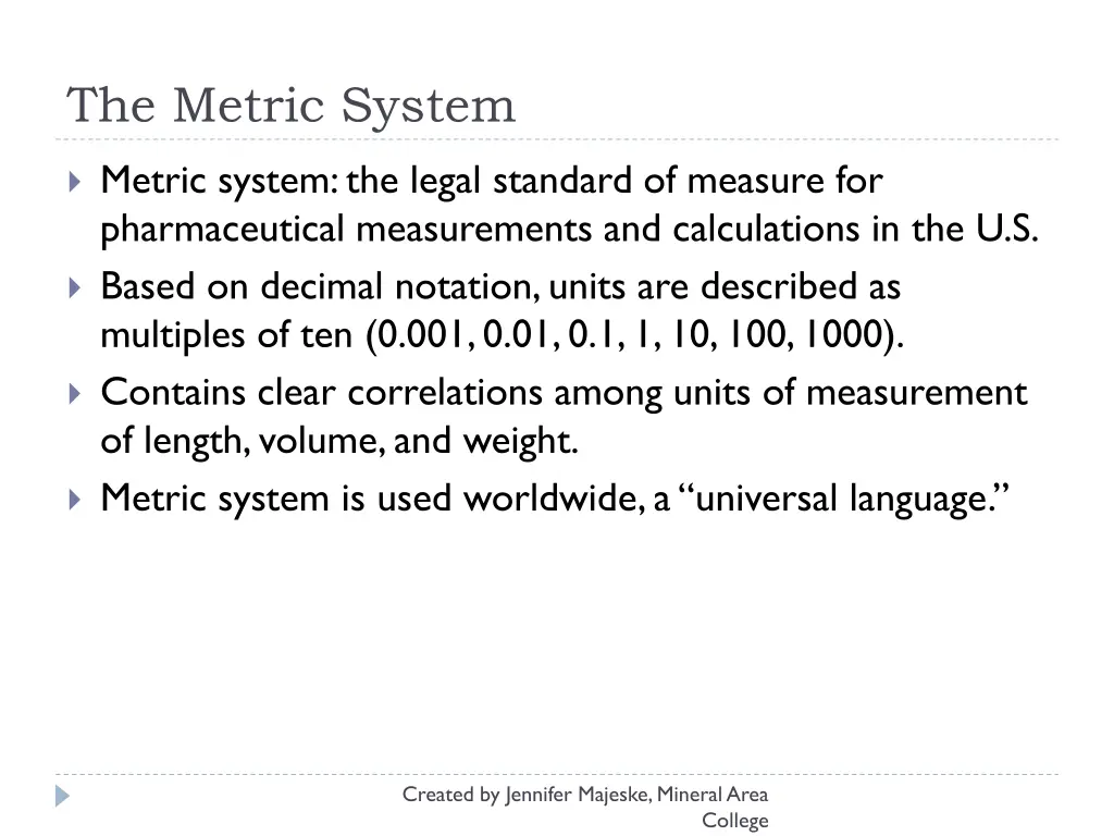 the metric system