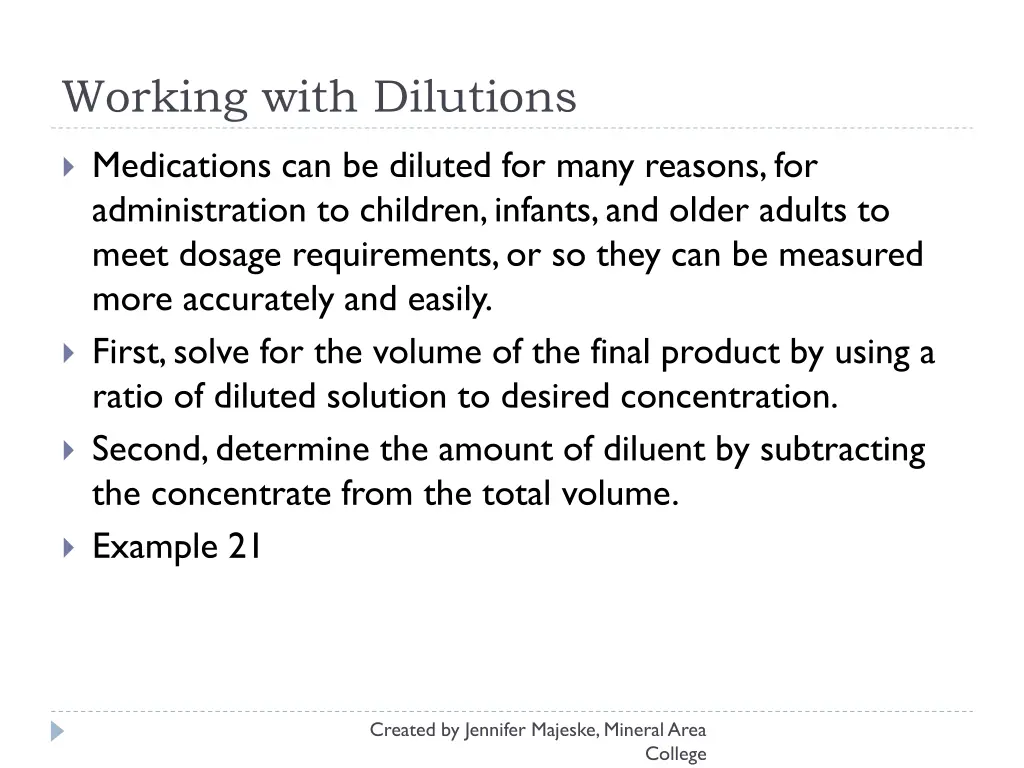 working with dilutions