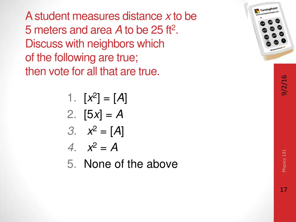 a student measures distance x to be 5 meters