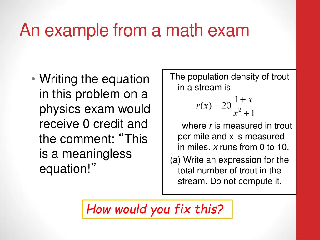 an example from a math exam