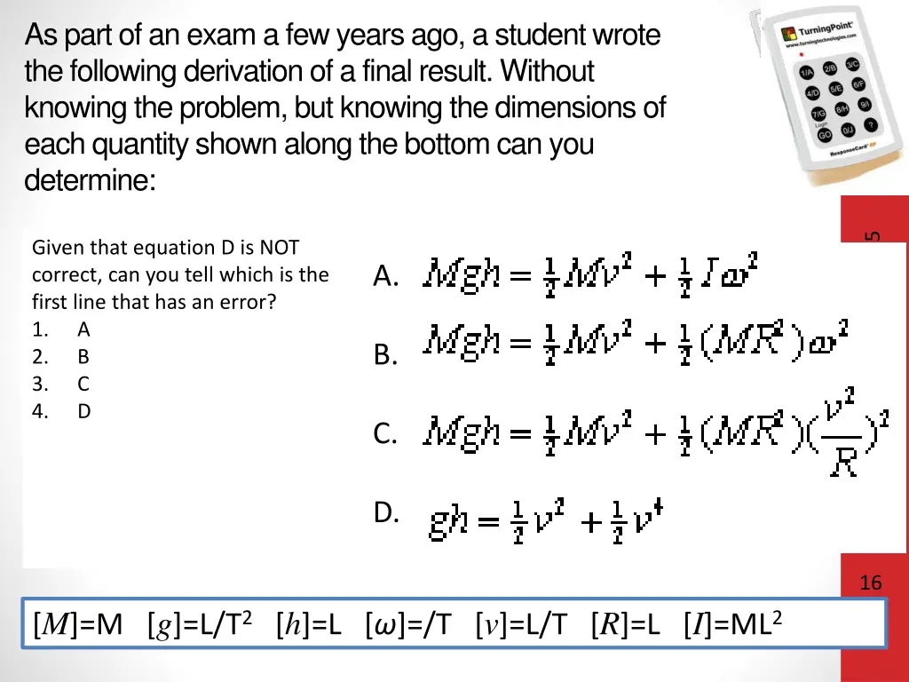 as part of an exam a few years ago a student