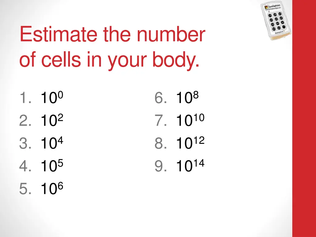 estimate the number of cells in your body