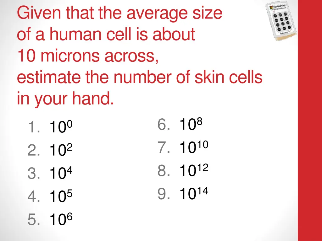 given that the average size of a human cell 1