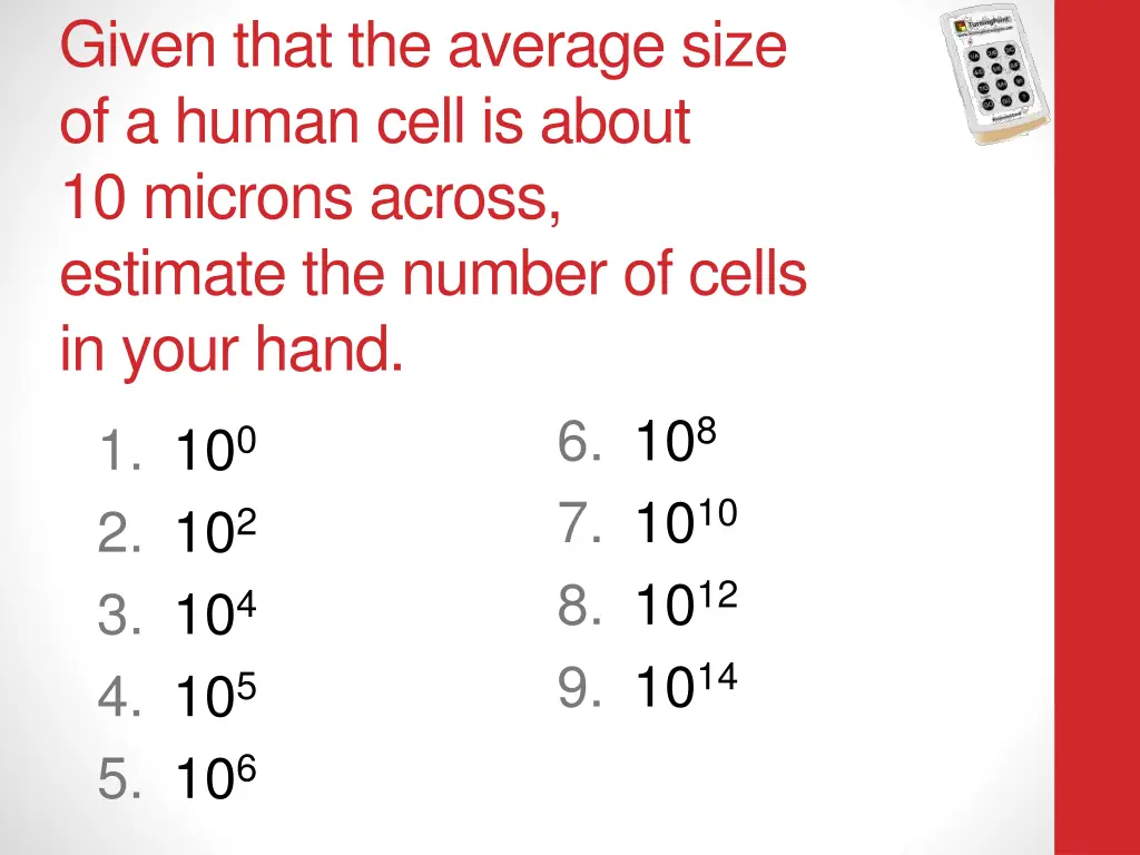 given that the average size of a human cell