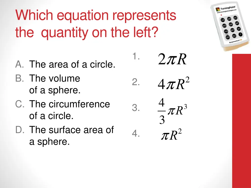 which equation represents the quantity on the left