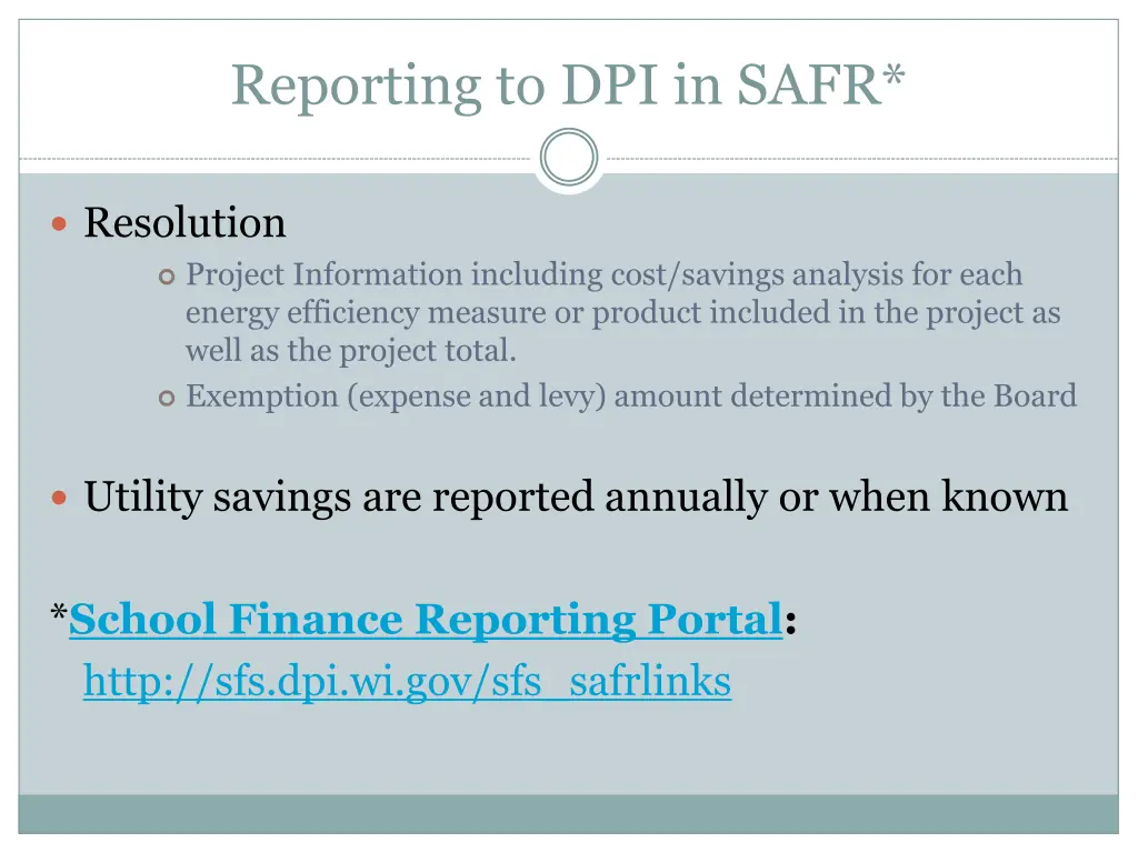 reporting to dpi in safr