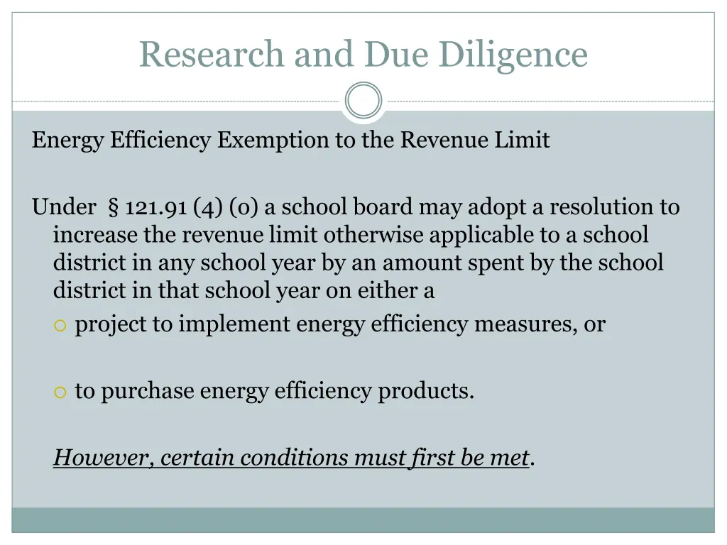 research and due diligence