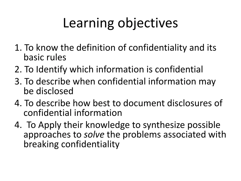 learning objectives