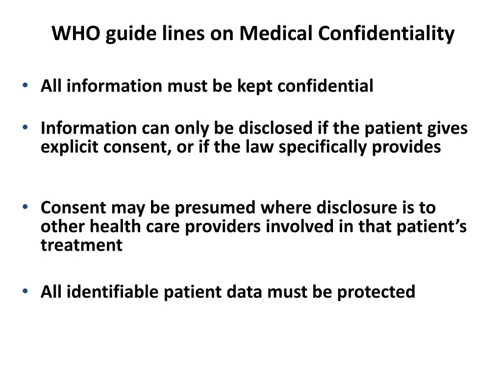 who guide lines on medical confidentiality