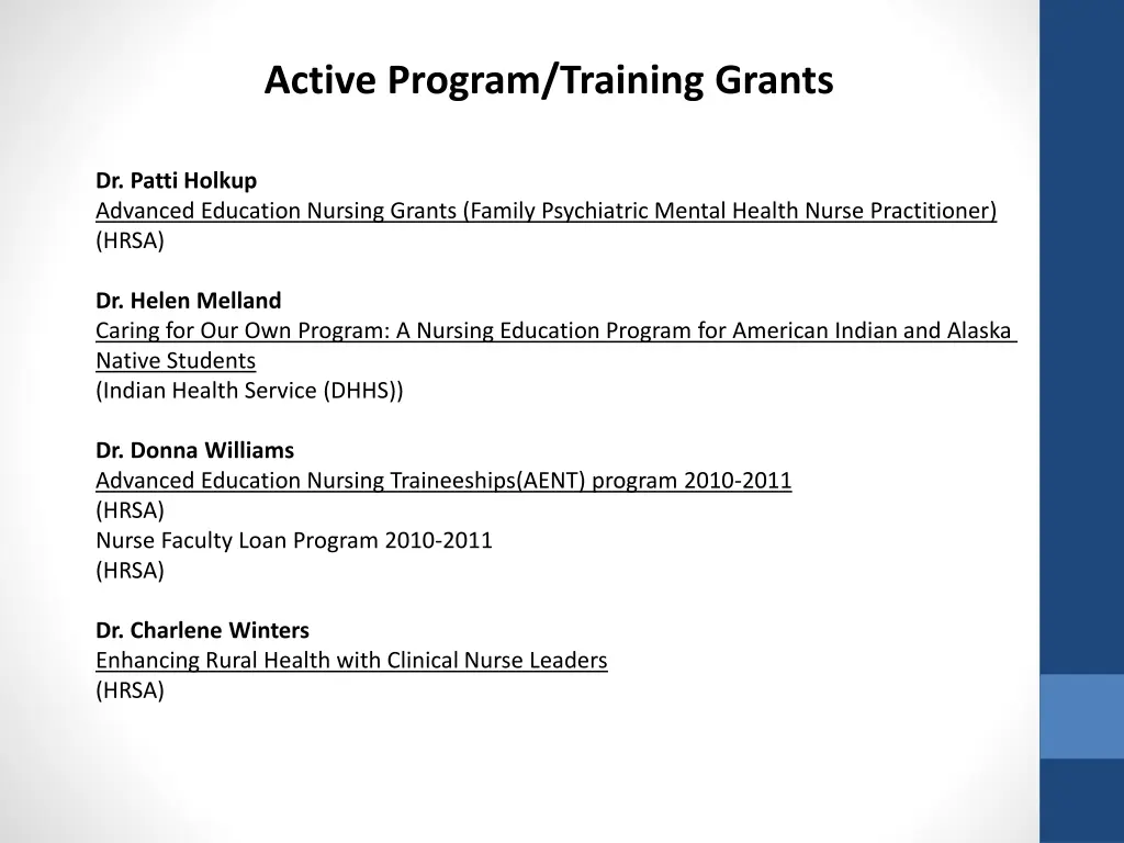 active program training grants