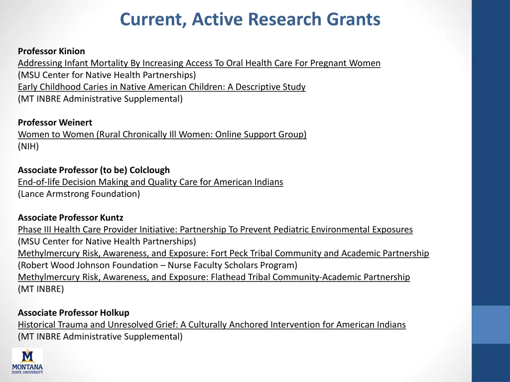 current active research grants