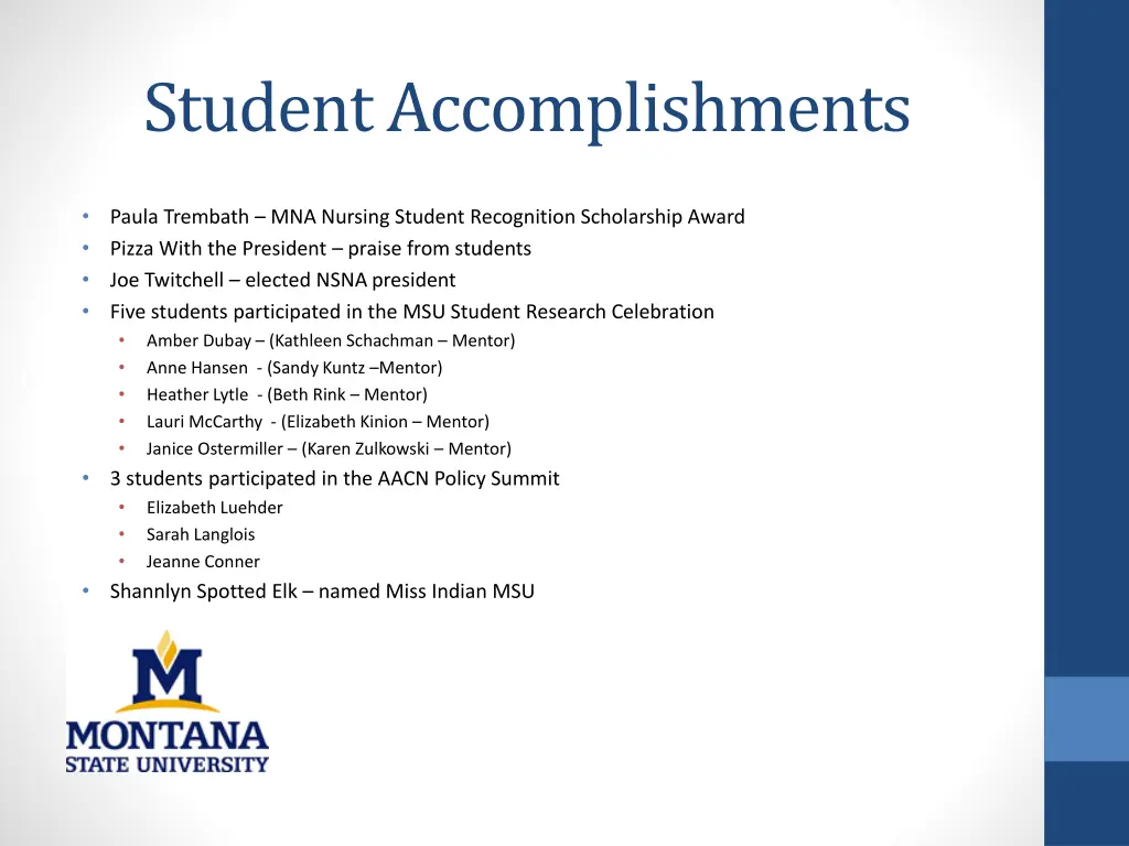 student accomplishments