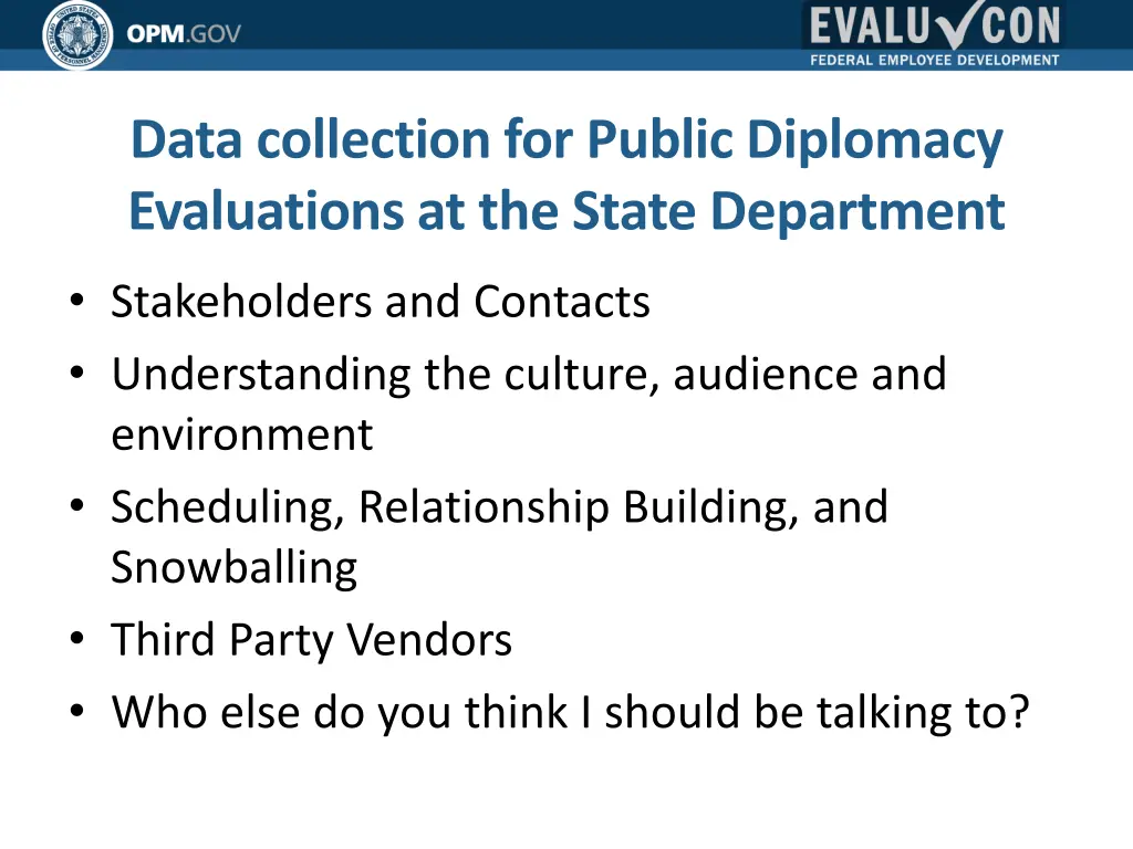 data collection for public diplomacy evaluations