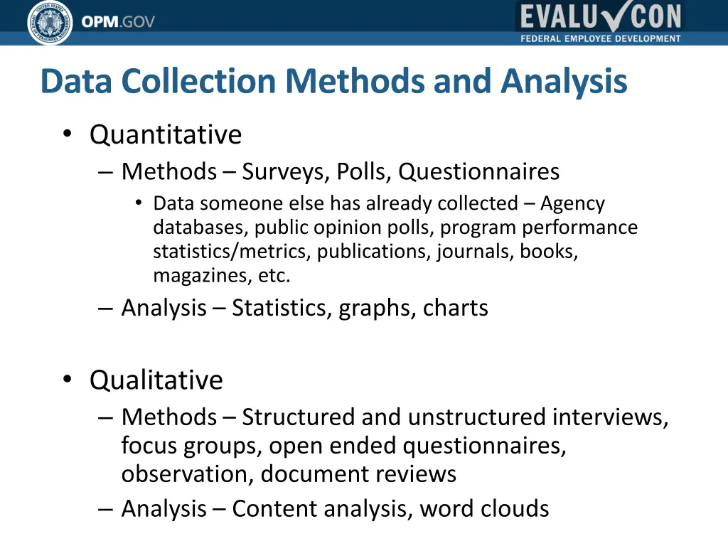 data collection methods and analysis quantitative