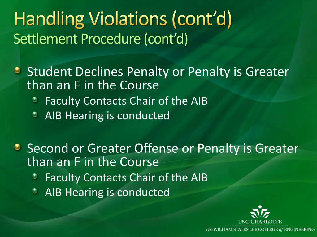 handling violations cont d settlement procedure 1