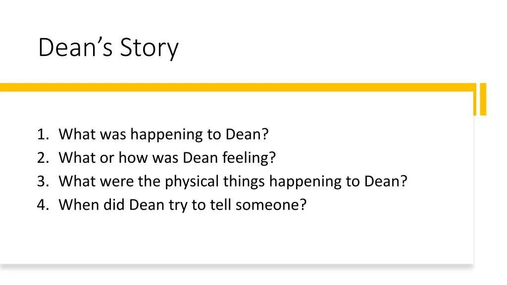 dean s story 1