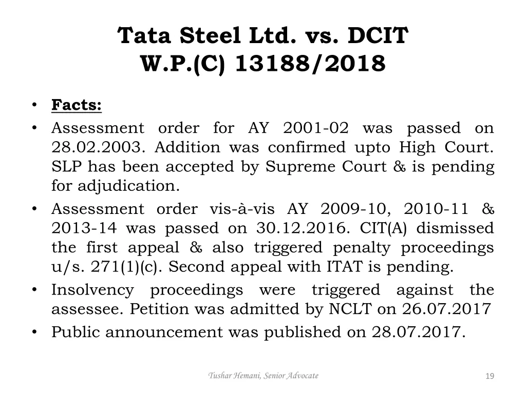 tata steel ltd vs dcit w p c 13188 2018