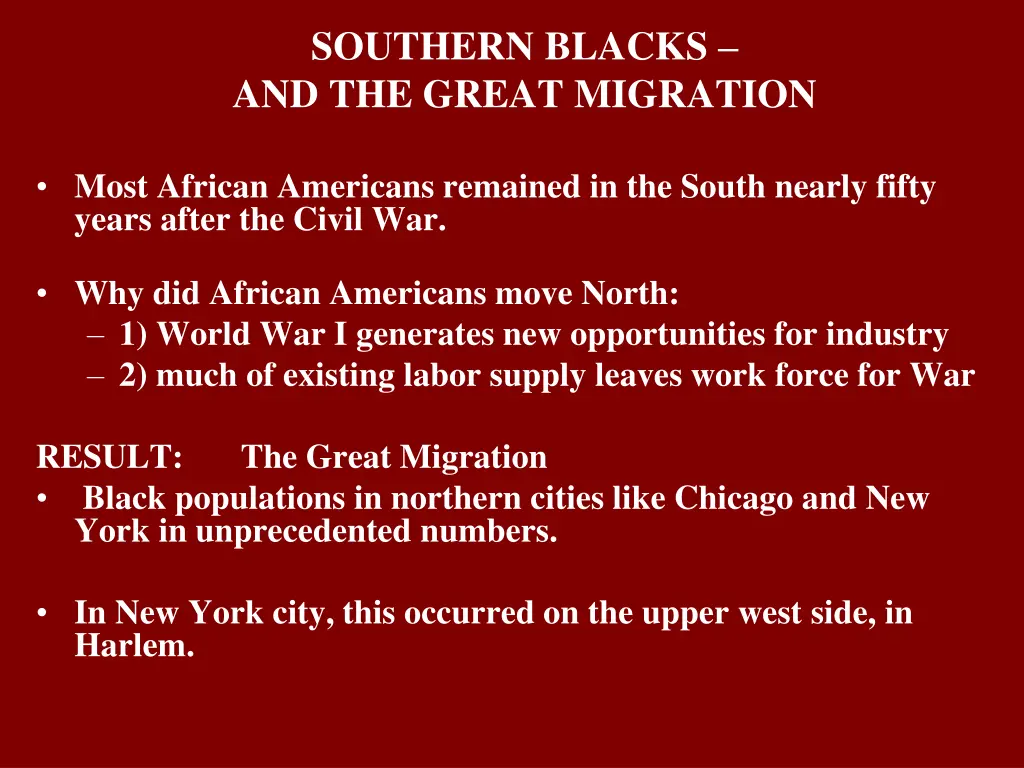 southern blacks and the great migration