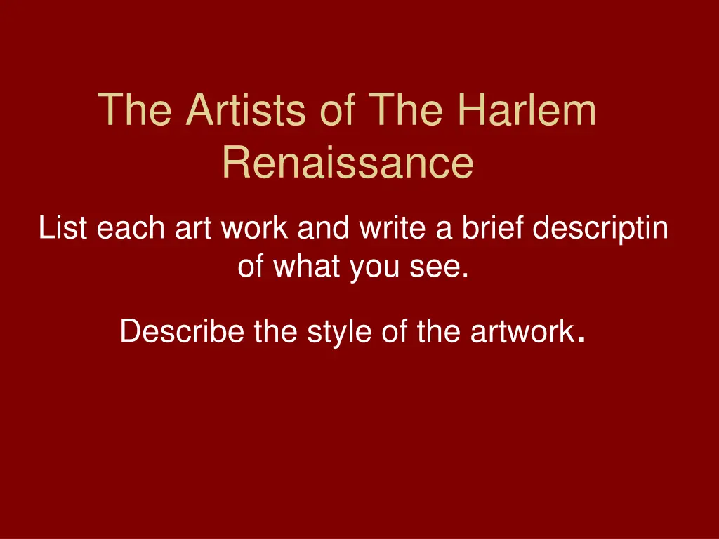 the artists of the harlem renaissance