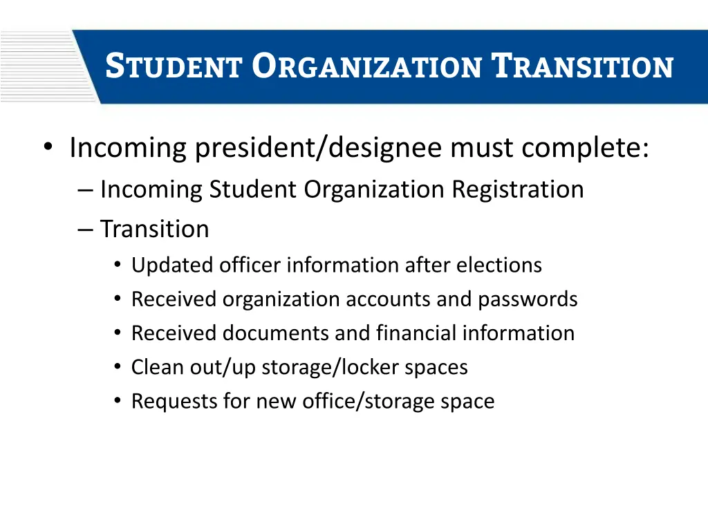 s tudent o rganization t ransition 1