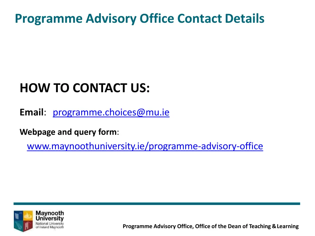 programme advisory office contactdetails