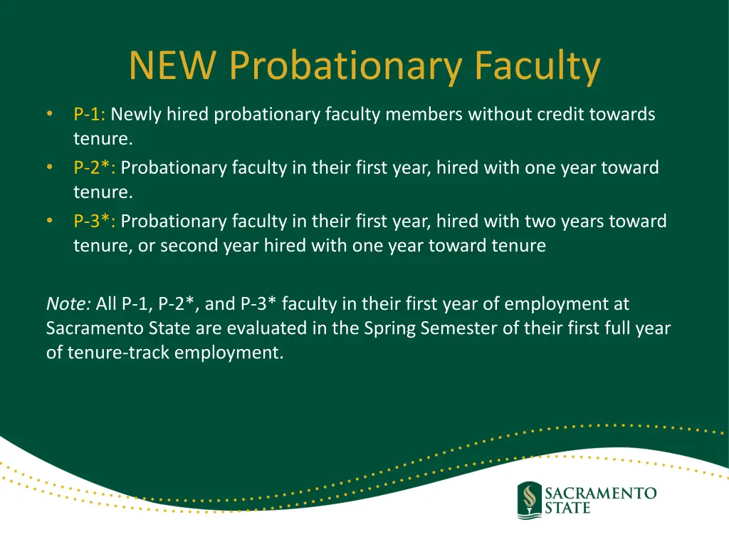 new probationary faculty