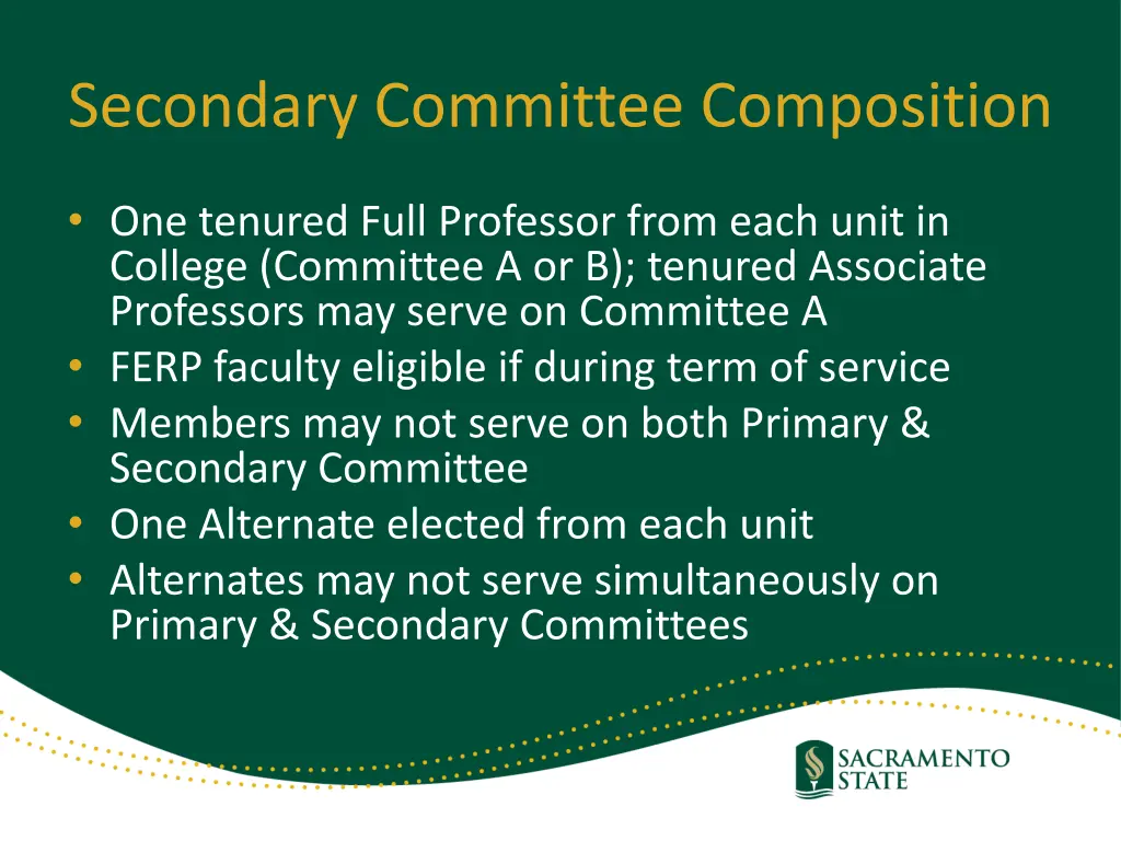 secondary committee composition