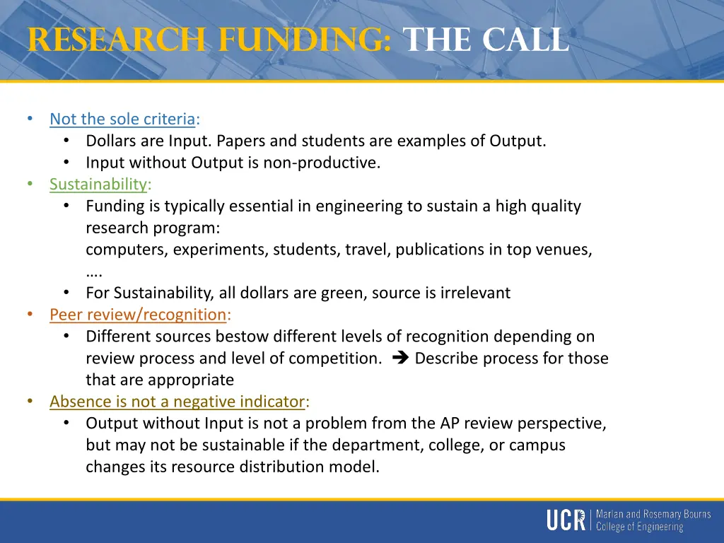 research funding the call 1