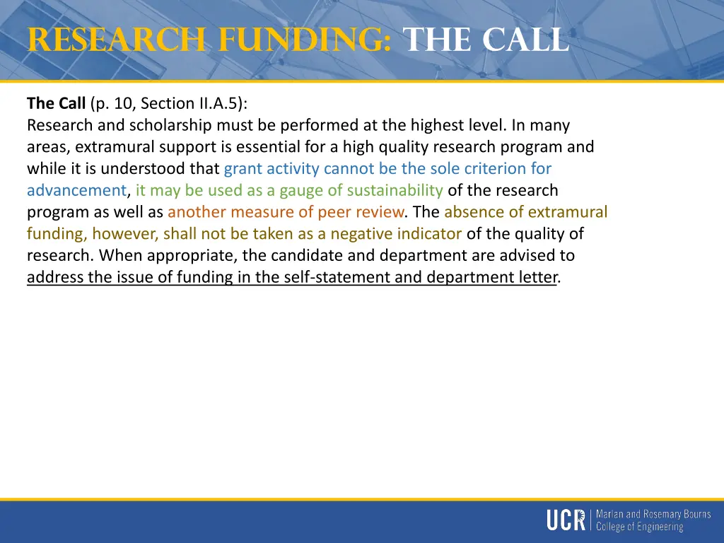 research funding the call