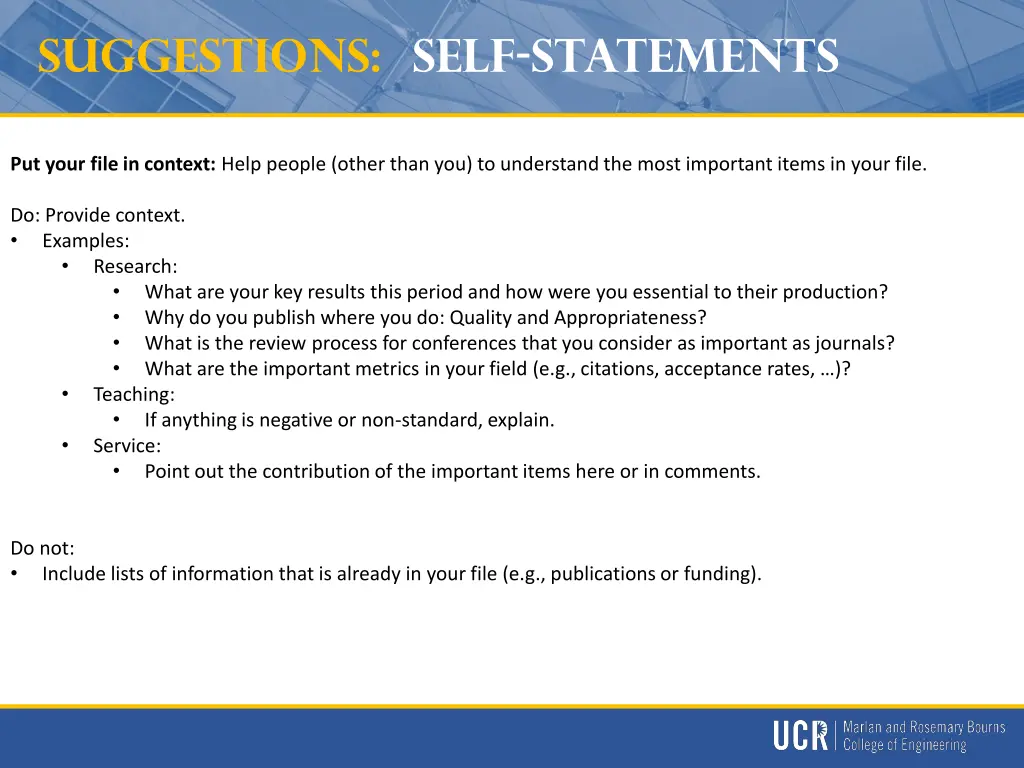 suggestions self statements