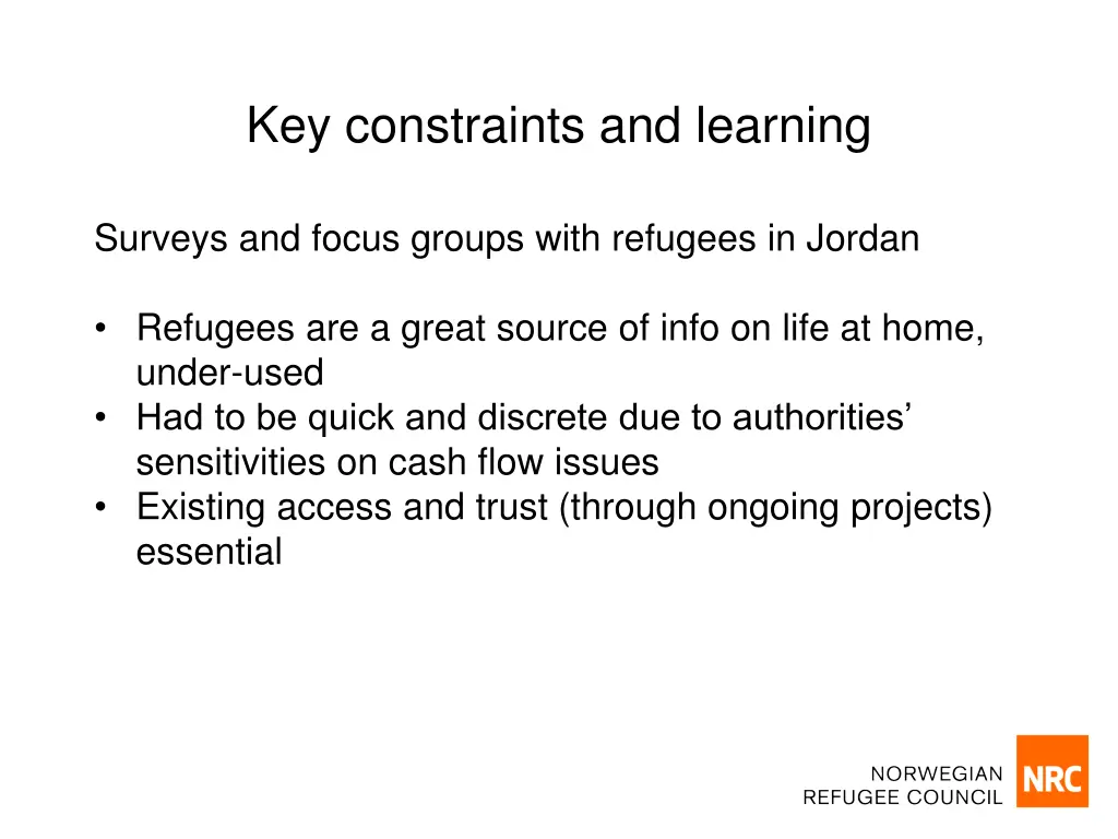 key constraints and learning